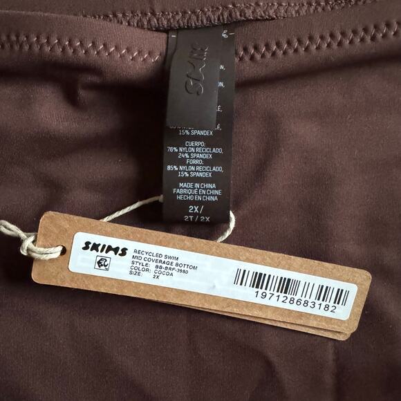 SKIMS Recycled Swim Mid Coverage Bottom in Cocoa - Picture 5 of 5